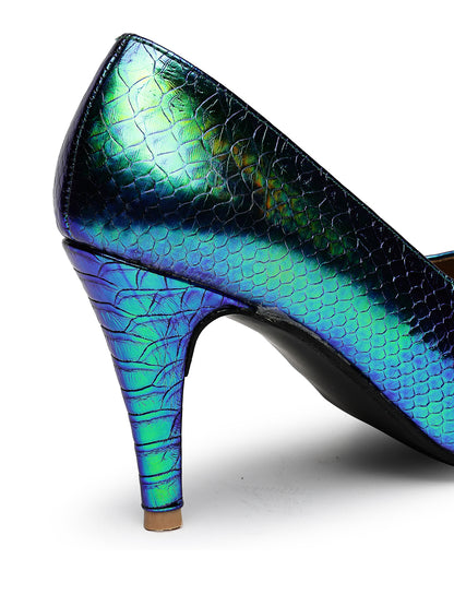 Metallic Pumps with Iridescent Finish Heels