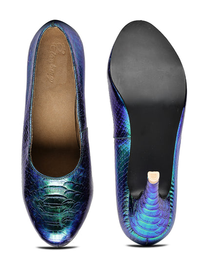 Metallic Pumps with Iridescent Finish Heels