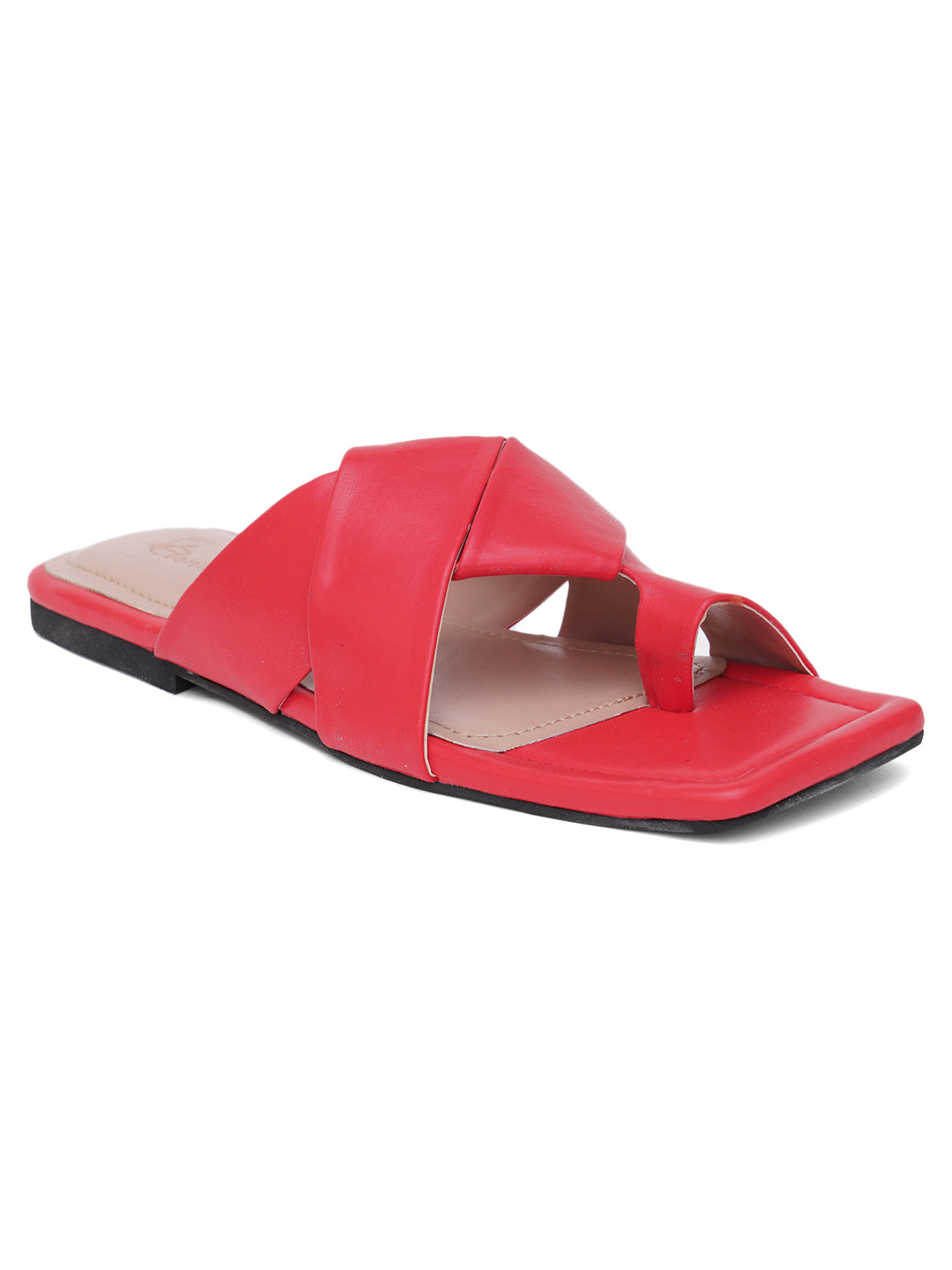 ELANBERG Red Fashion Synthetic Leather  Flats