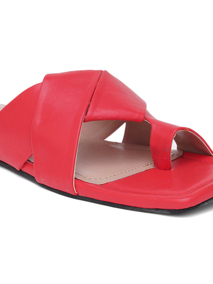 ELANBERG Red Fashion Synthetic Leather  Flats