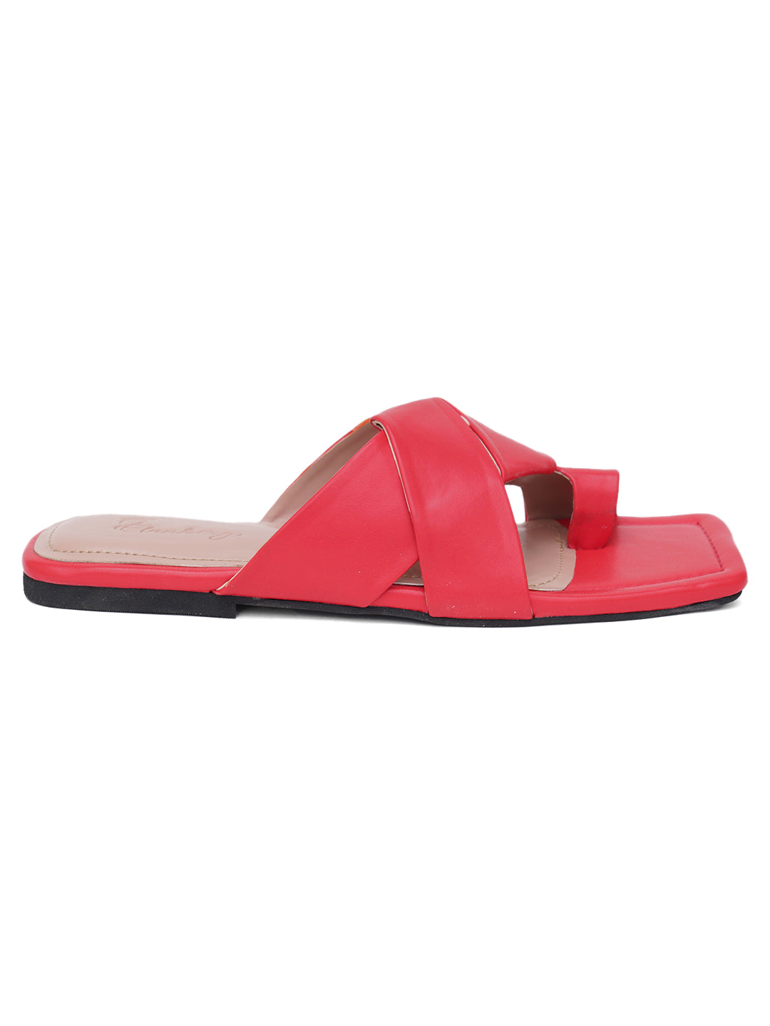 ELANBERG Red Fashion Synthetic Leather  Flats