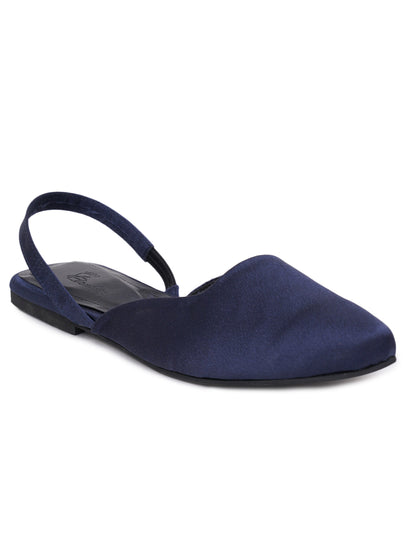 ELANBERG Navy Blue Fashion Synthetic Leather Backstrap Flats