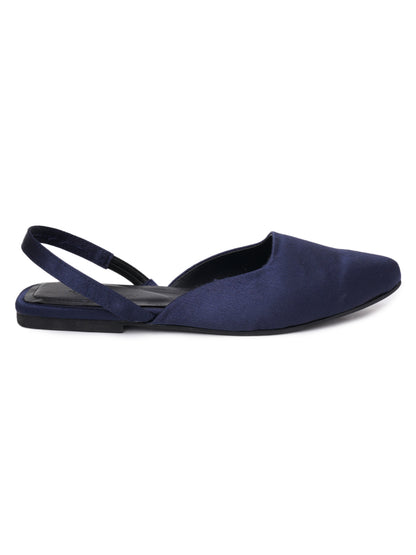 ELANBERG Navy Blue Fashion Synthetic Leather Backstrap Flats