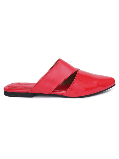 ELANBERG Red Fashion Synthetic Leather  Flats