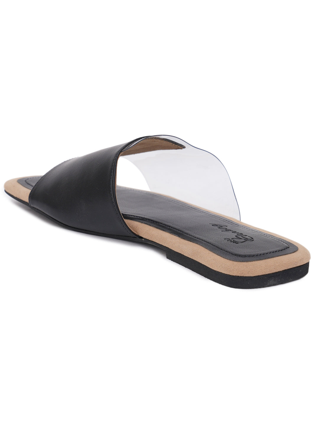 ELANBERG Black Fashion Synthetic Leather Slip-On Flats