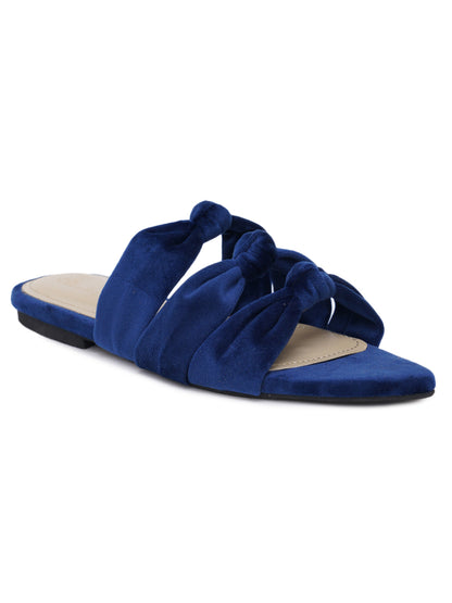 ELANBERG Navy Blue Fashion Synthetic Leather  Flats