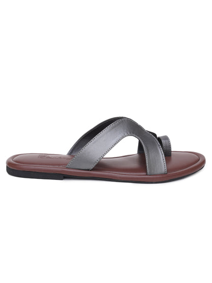 ELANBERG Grey Fashion Synthetic Leather  Flats