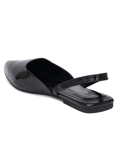 ELANBERG Black Fashion Synthetic Leather  Flats