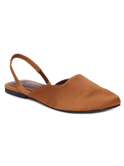 ELANBERG Brown Backstrap Pointed Toe Flats