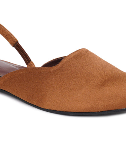 ELANBERG Brown Backstrap Pointed Toe Flats