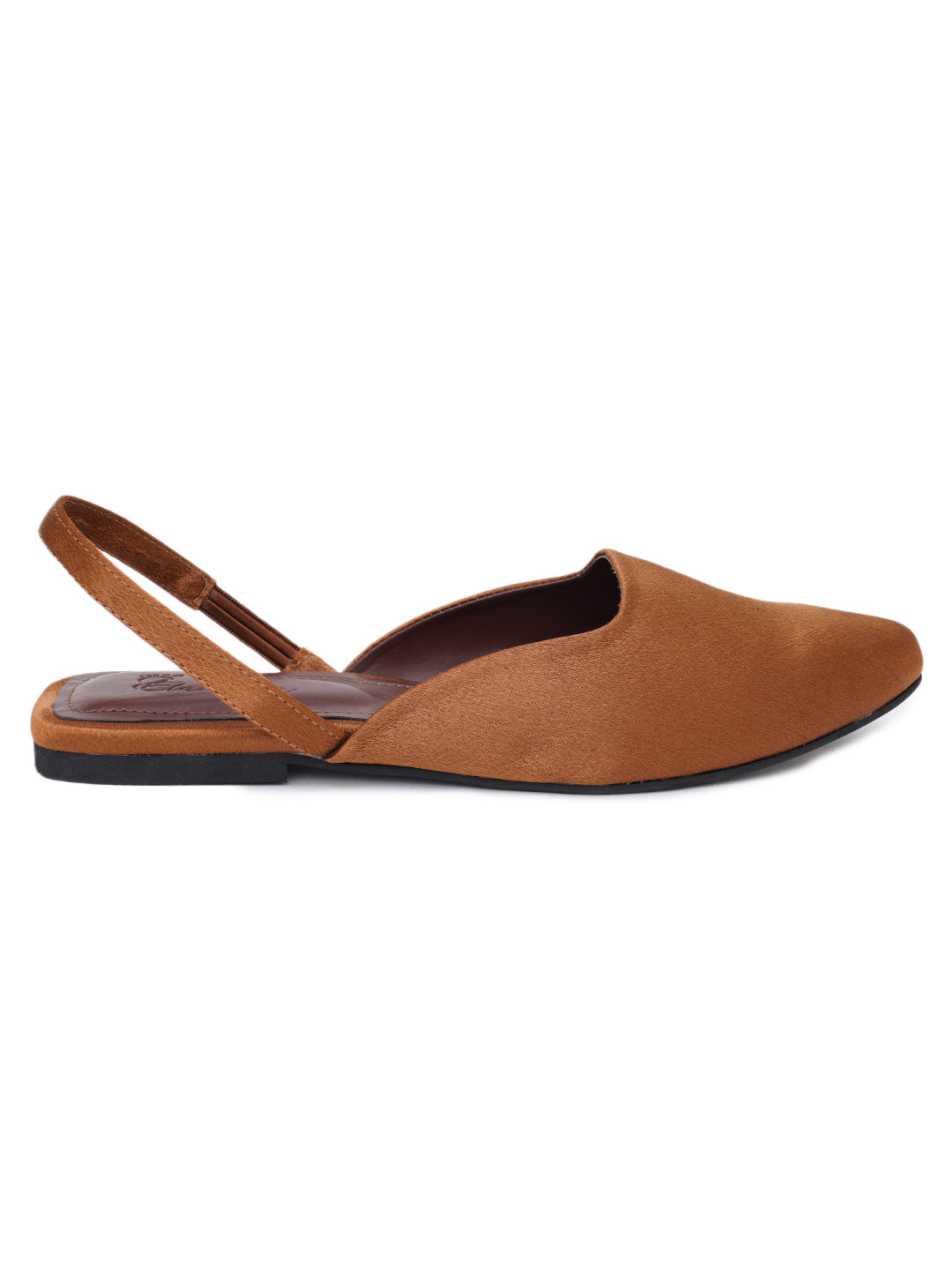 ELANBERG Brown Backstrap Pointed Toe Flats