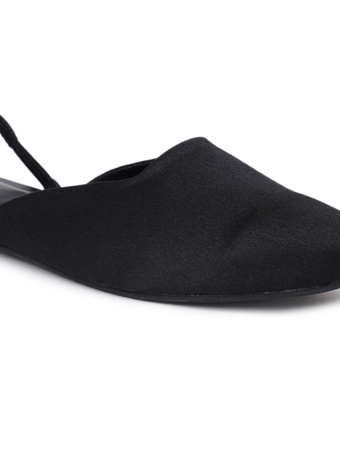 ELANBERG Black Backstrap Pointed Toe Flats