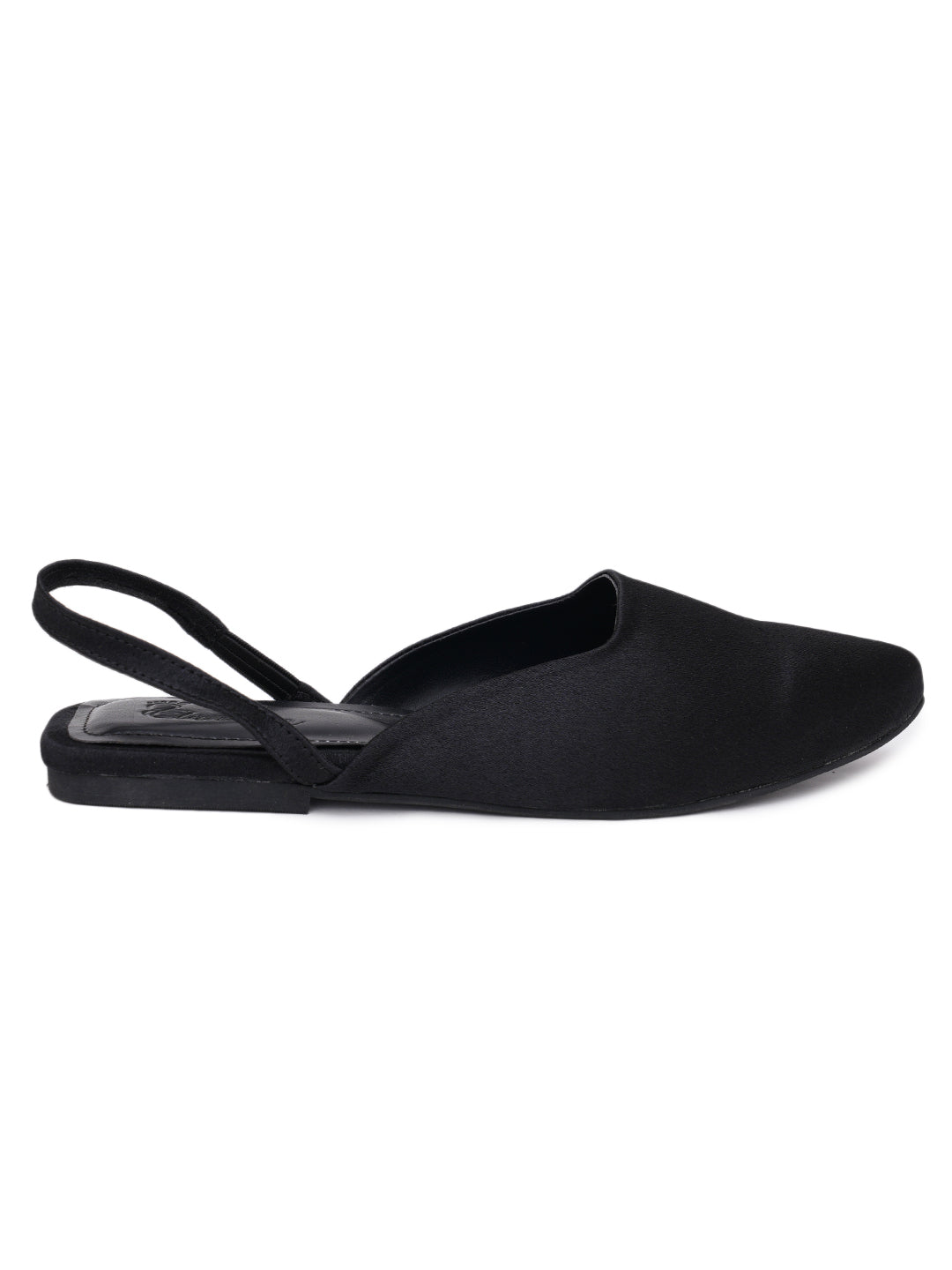 ELANBERG Black Backstrap Pointed Toe Flats