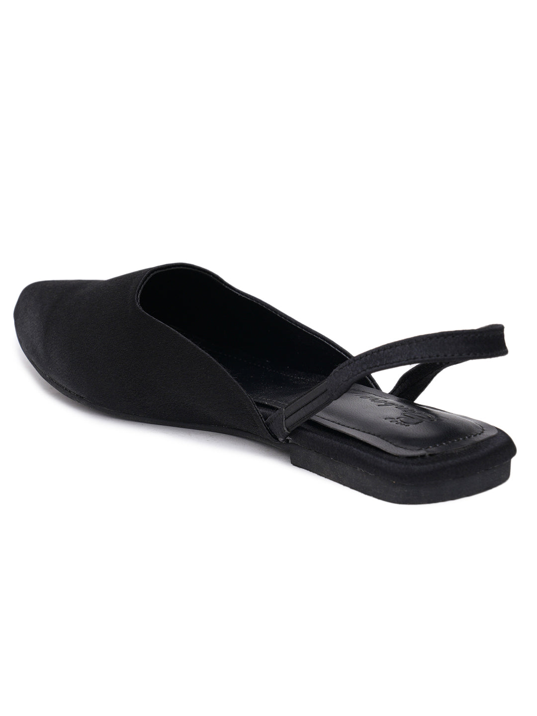 ELANBERG Black Backstrap Pointed Toe Flats