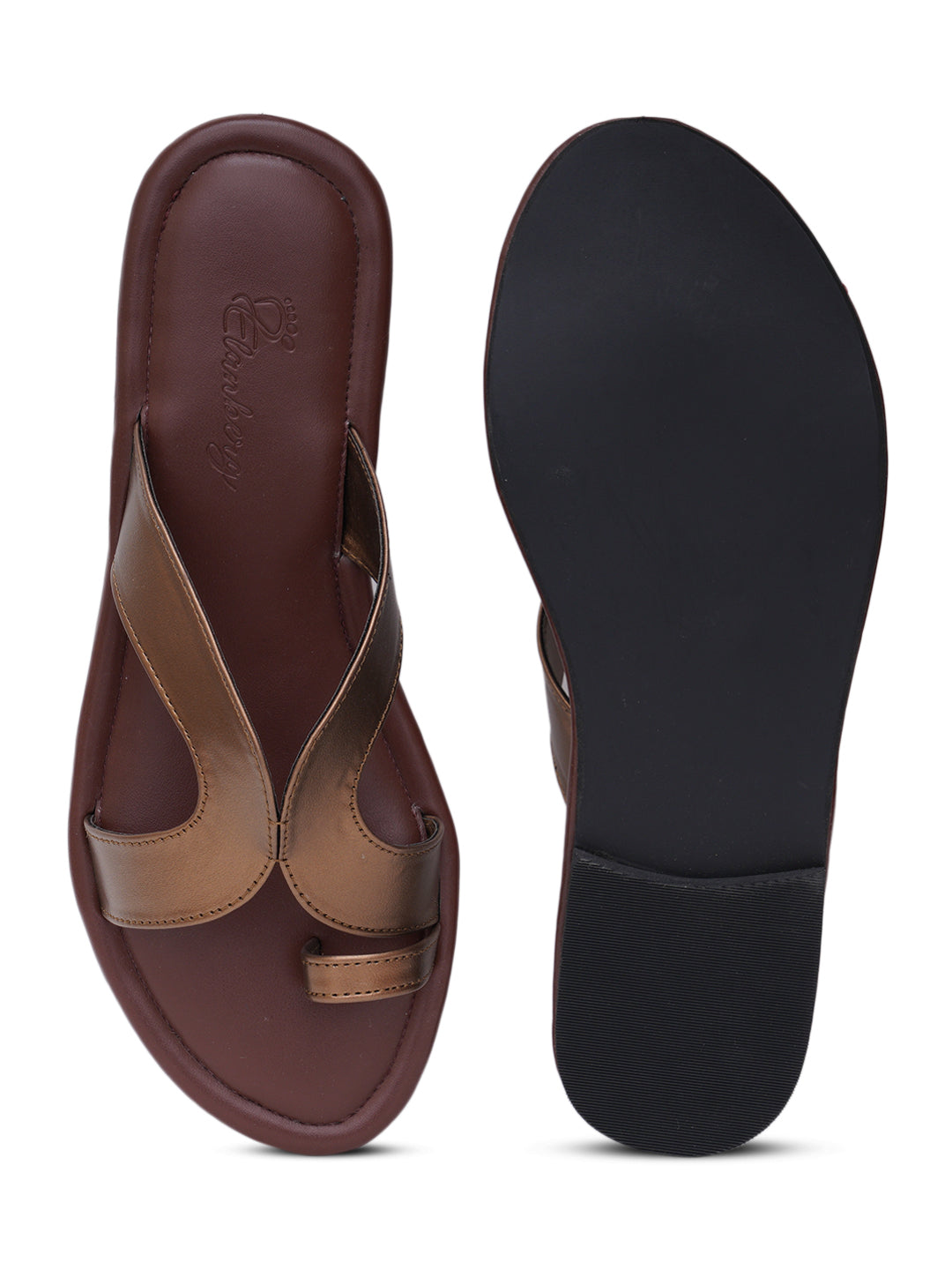 ELANBERG Brown Fashion Synthetic Leather  Flats