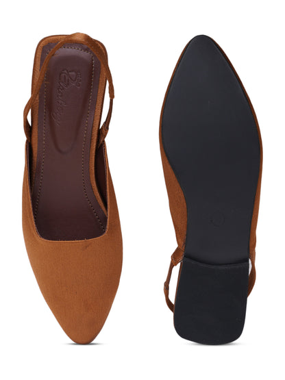 ELANBERG Brown Backstrap Pointed Toe Flats