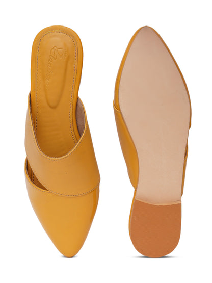 ELANBERG Yellow Fashion Synthetic Leather  Flats