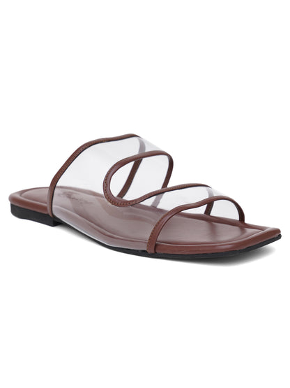 ELANBERG Brown Fashion Synthetic Leather Slip-On Flats