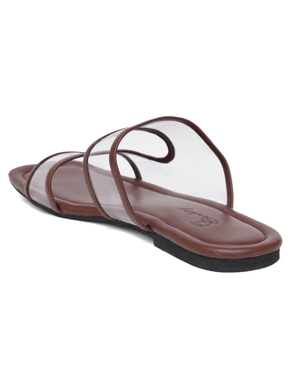 ELANBERG Brown Fashion Synthetic Leather Slip-On Flats