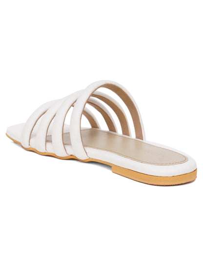 ELANBERG White Fashion Synthetic Leather  Flats