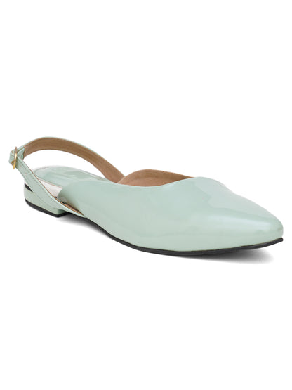 ELANBERG Blue Backstrap Pointed Toe Flats