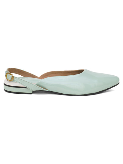 ELANBERG Blue Backstrap Pointed Toe Flats