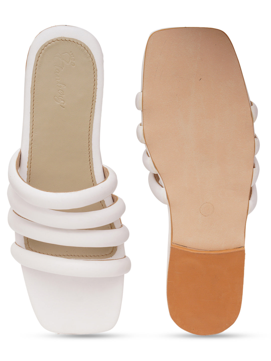 ELANBERG White Fashion Synthetic Leather  Flats