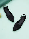 ELANBERG Black Backstrap Pointed Toe Flats