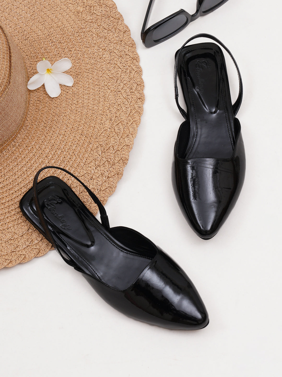 ELANBERG Black Fashion Synthetic Leather  Flats