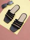 ELANBERG Black Fashion Synthetic Leather  Flats