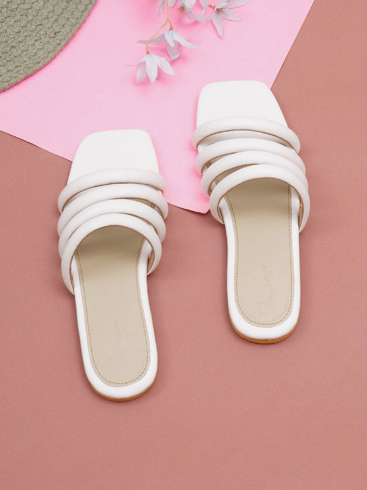 ELANBERG White Fashion Synthetic Leather  Flats