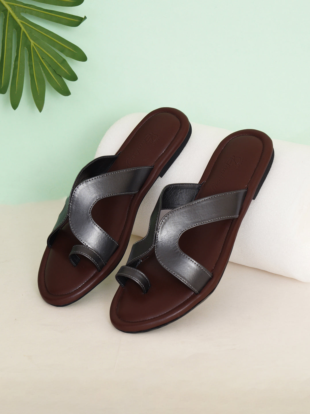 ELANBERG Grey Fashion Synthetic Leather  Flats