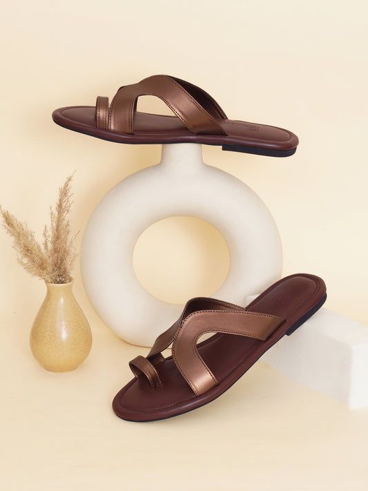 ELANBERG Brown Fashion Synthetic Leather  Flats